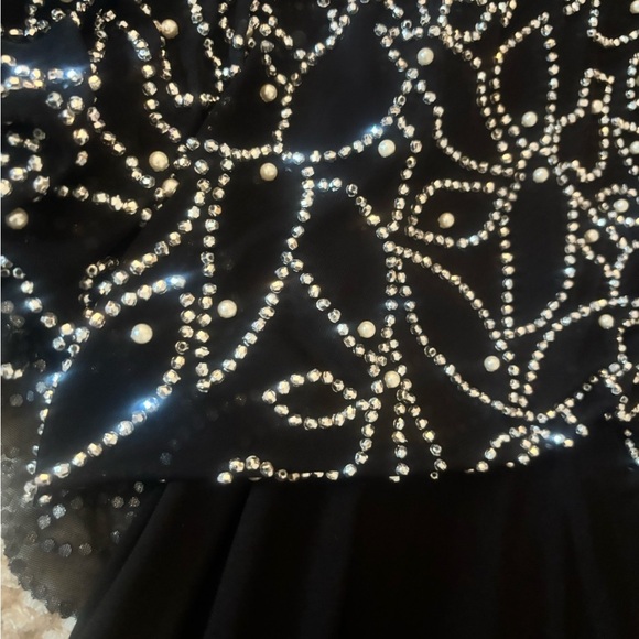 NWT-Elegant Black Dress with Beaded Overlay - Picture 6 of 11